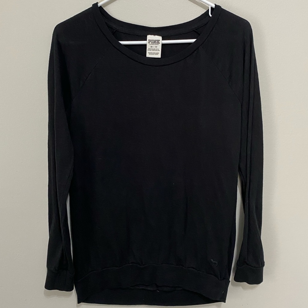 Victoria's Secret PINK black raglan long sleeve shirt XSmall